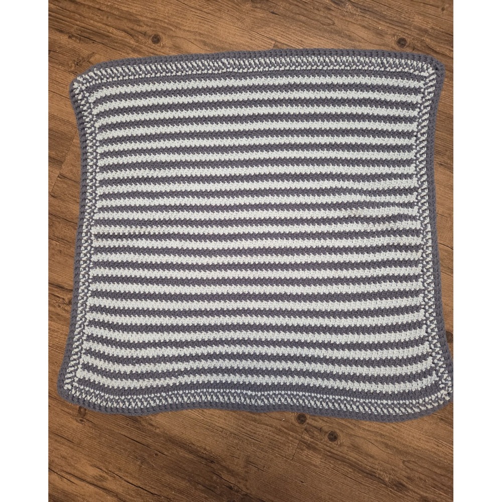 Crocheted Baby Blanket Blue With Stars - Picture 2 of 2